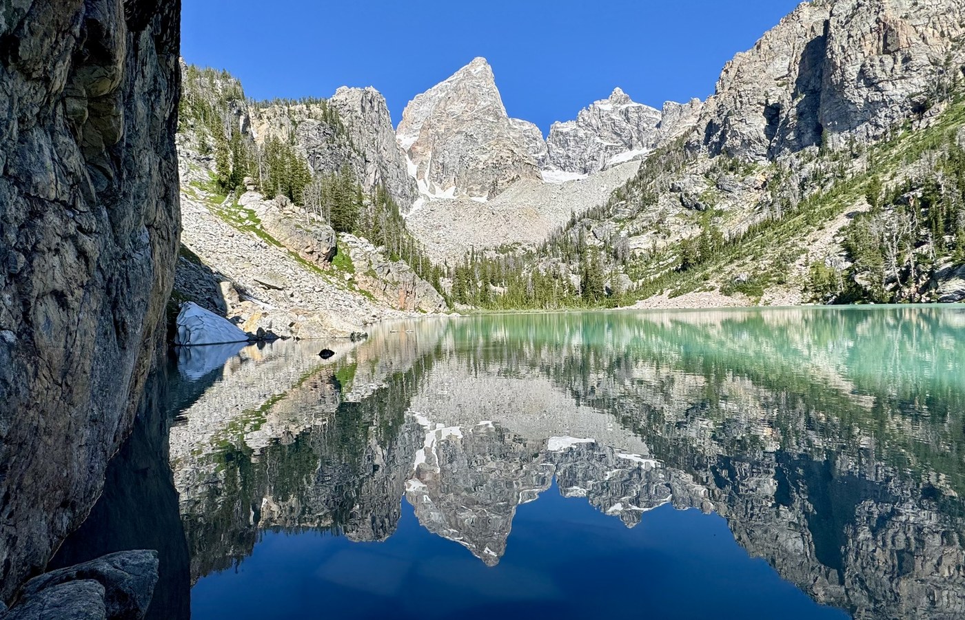 Delta Lake below the mountains in Grand Teton National Park