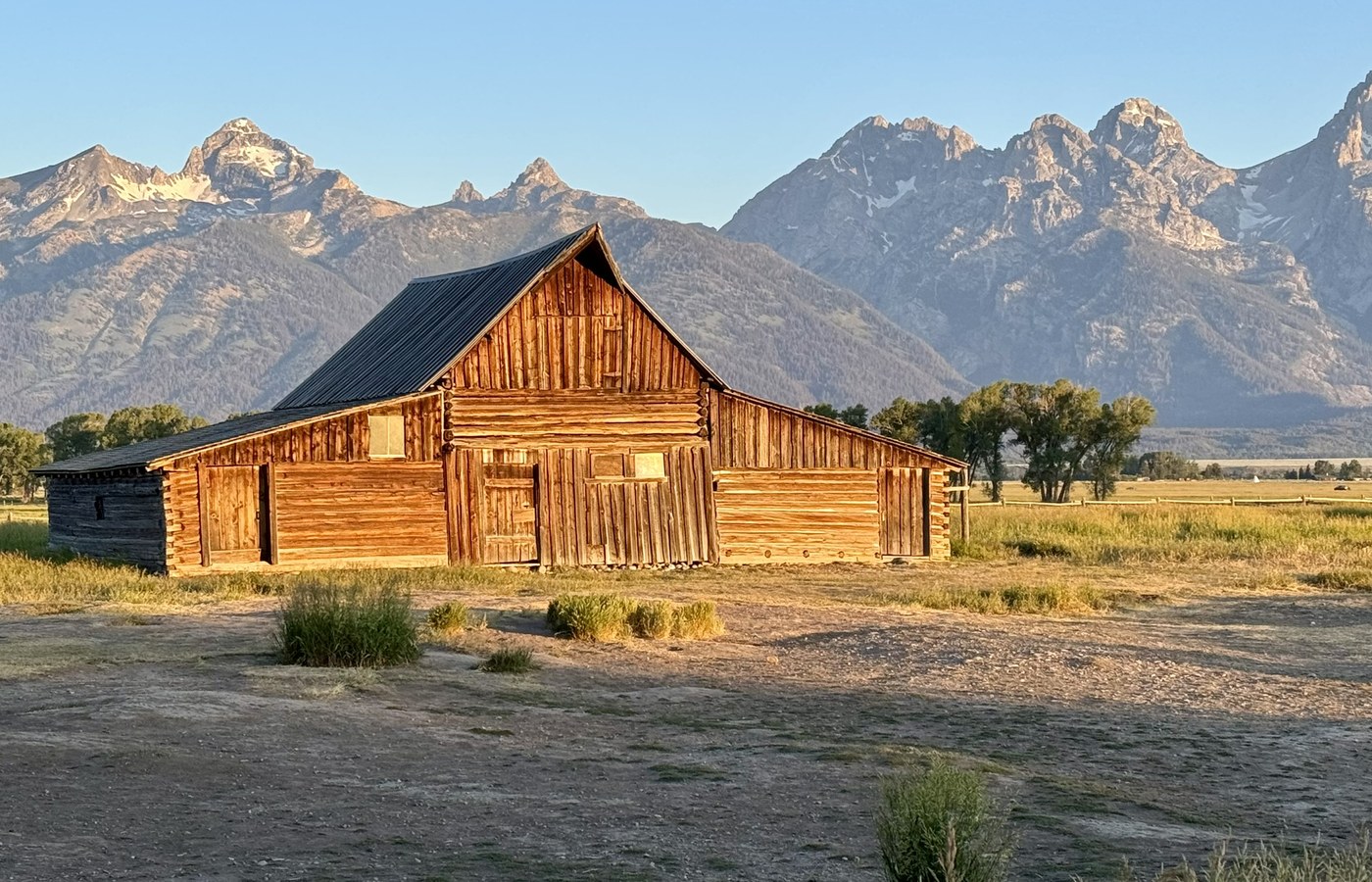 Historic barn with the Grand Tetons in the background
